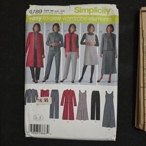 Simplicity 4789 Misses Womens Pants Vest Jacket Jumper Plus Size 20w-28w Uncut